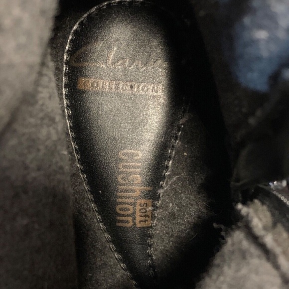 Clarks Collection Black Combat Style Leather Boots Size 8M - Picture 13 of 16